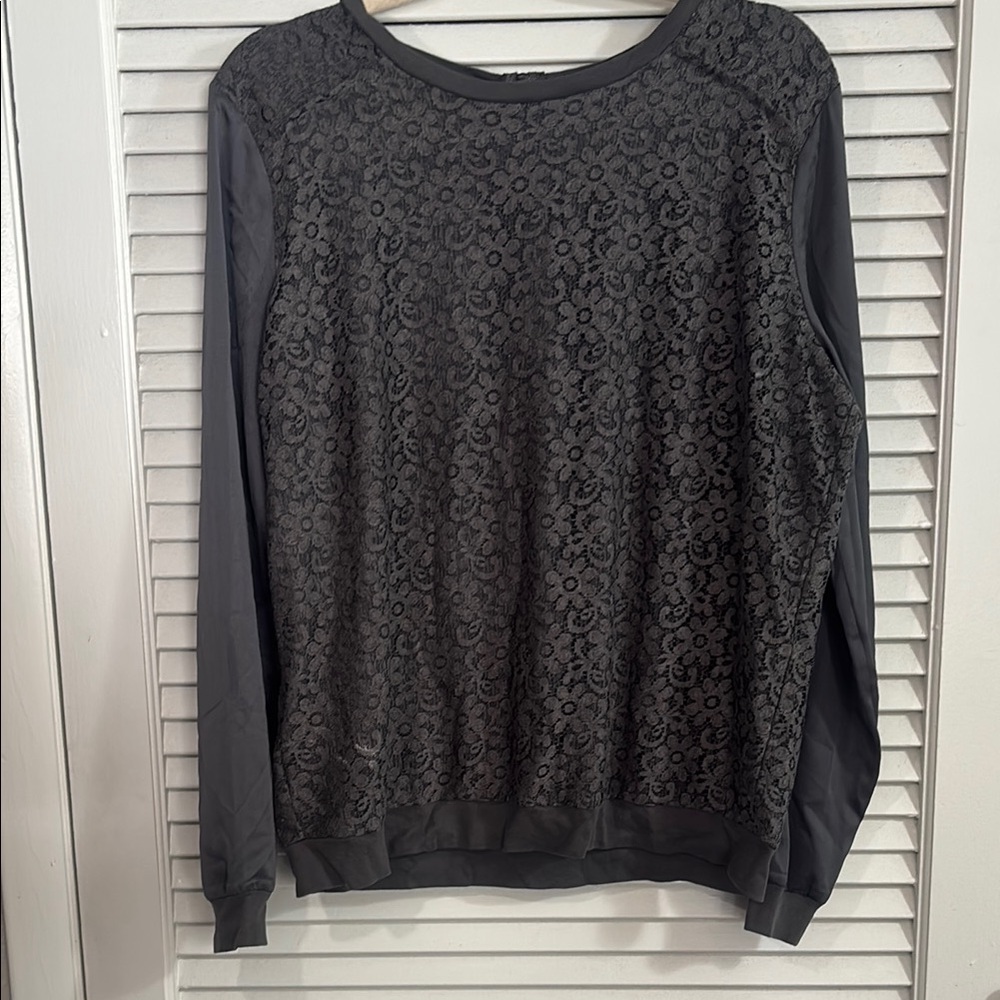 Elegant Dark Grey Lace Sweater